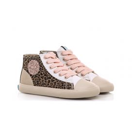 Mustang Free - Botita barefoot estilo Converse Leopardo - Niños