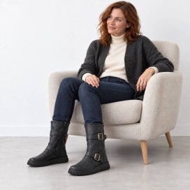 Coqueflex Rue | Botas de pele com duas fivelas para mulher