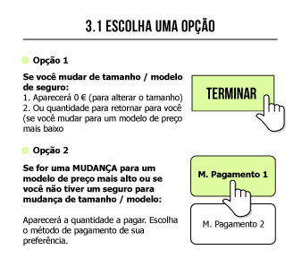 Paso 3 del proceso de cambio de talla o modelo