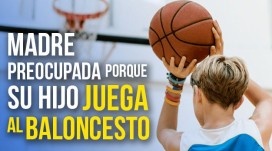 Mutter besorgt, weil ihr Sohn Basketball spielt