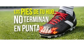 Las botas de fútbol terminan en punta. El pie de tu hijo, no