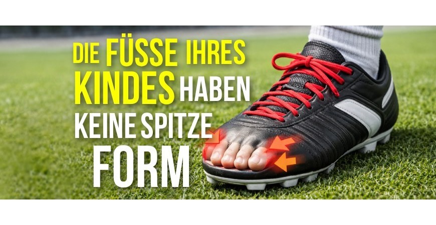 Fußballschuhe haben spitze Enden. Der Fuß Ihres Kindes nicht.