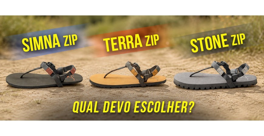 Pies Sucios Simna, Terra ou Stone: que sandália barefoot escolher