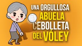 Una orgullosa abuela cebolleta del vóley